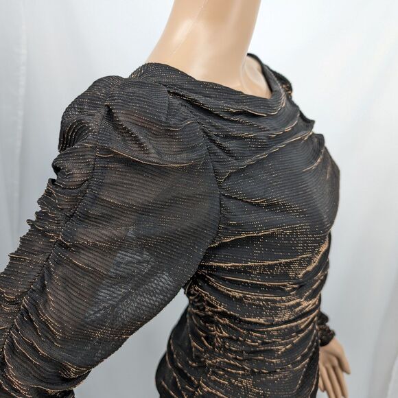 Vintage 1990s Scarlett Mini Dress Metallic Ruched Glam Whimsygoth Hollywood 5 - Picture 6 of 11